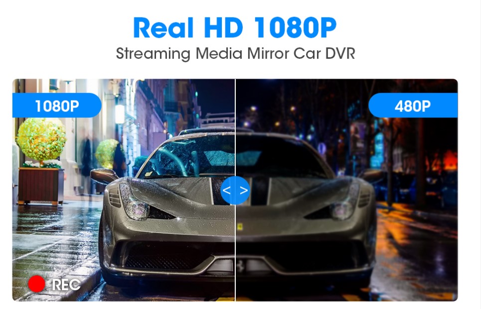 Mirror Design Front and Rear Dash Cameras Set