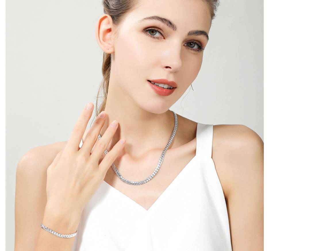Women's 925 Sterling Silver Chain Necklace and Bracelet Set Women's 925 Sterling Silver Chain Necklace and Bracelet Set