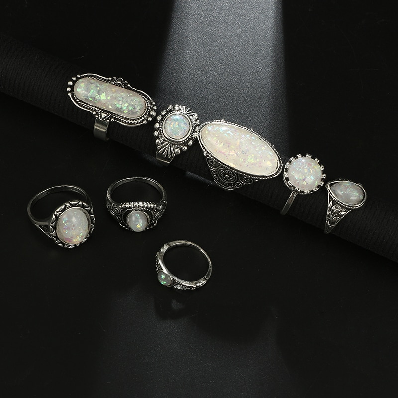 Vintage Antique Silver Ring Set 8 Pcs Vintage Antique Silver Ring Set 8 Pcs