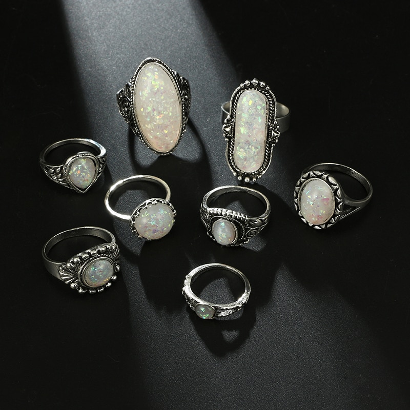 Vintage Antique Silver Ring Set 8 Pcs Vintage Antique Silver Ring Set 8 Pcs