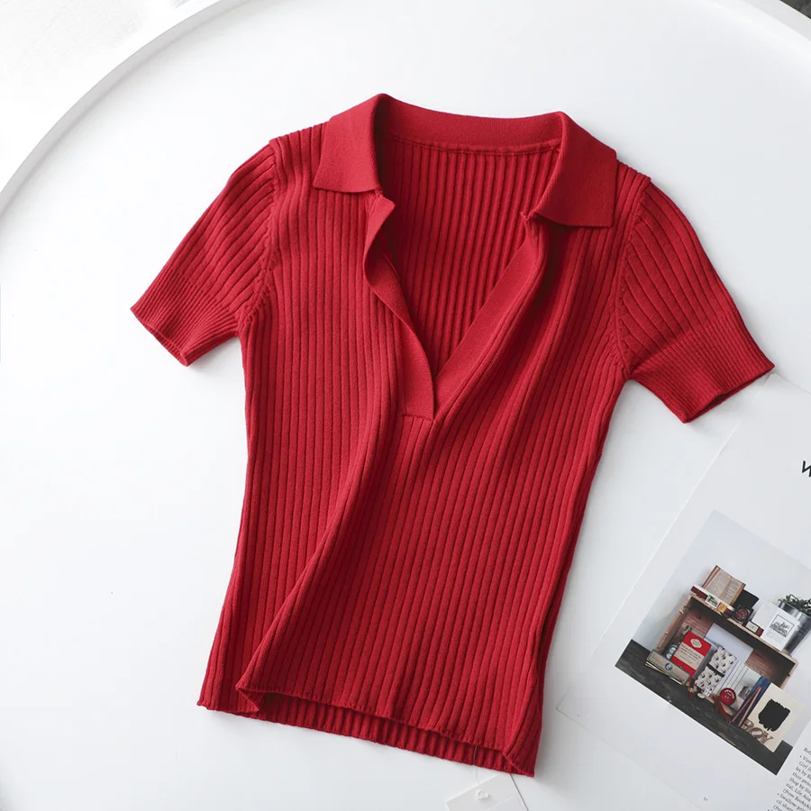 Women's Solid Color Short Sleeved Crop Top